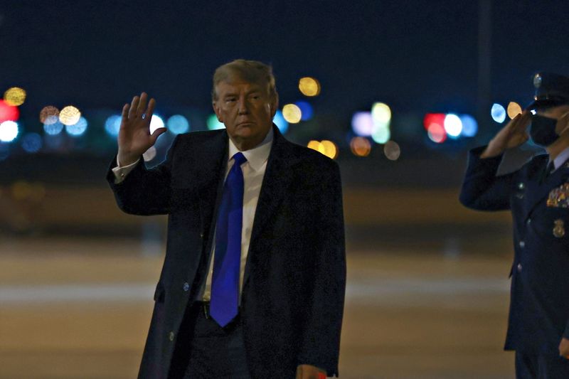 U.S. President Trump arrives aboard Air Force One at McCarran International Airport in Las Vegas, Nevada