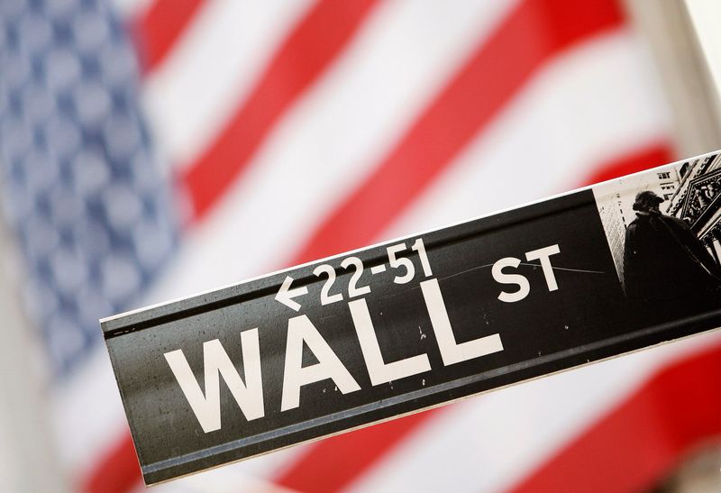 FILE PHOTO: Wall Street sign is be seen outside the New York Stock Exchange