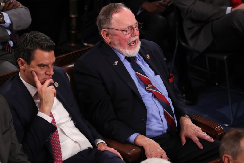 U.S. Rep. Young yells out during U.S. President Trump delivers his second State of the Union address to a joint session of the U.S. Congress in Washington