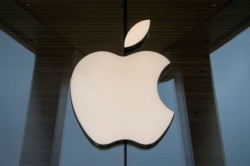 FILE PHOTO: The Apple logo is seen at an Apple Store in Brooklyn, New York