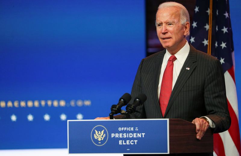 U.S. President-elect Joe Biden speaks after meeting with governors in Wilmington, Delaware