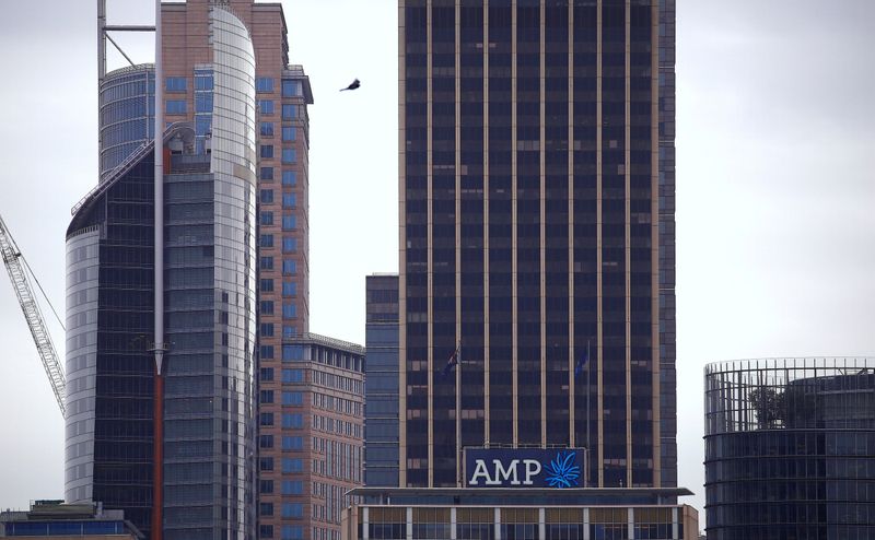 FILE PHOTO: The logo of Australia's biggest wealth manager, AMP Ltd, adorns their head office building in Sydney, Australia