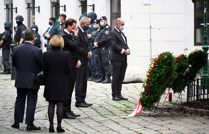 Wreath laying ceremony after a gun attack in Vienna
