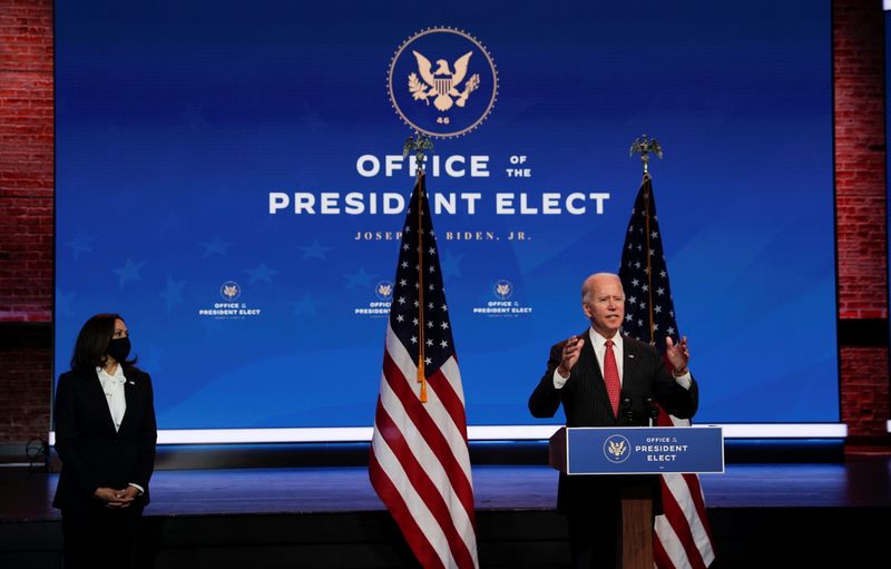 U.S. President-elect Joe Biden speaks after meeting with governors in Wilmington, Delaware