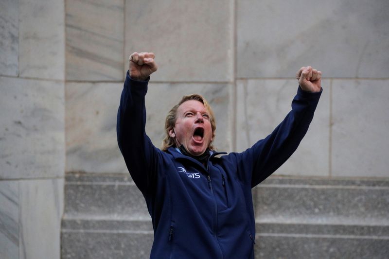 Trader John Bowers exits the NYSE in New York