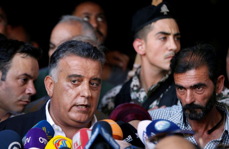 FILE PHOTO: Major General Abbas Ibrahim, head of Lebanon's Directorate of General Security speaks to repoerters after a meeting with relatives of Lebanese soldiers, who were captured by Islamist militants, in Beirut