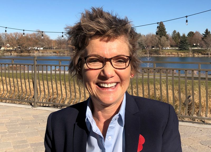 FILE PHOTO: Mary Daly, President of the Federal Reserve Bank of San Francisco, poses after giving a speech on the U.S. economic outlook, in Idaho Falls