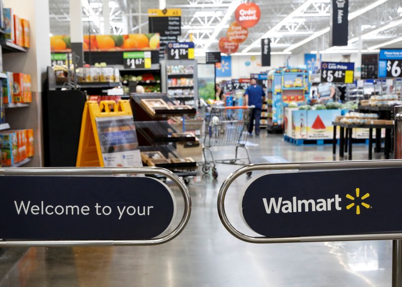 FILE PHOTO: The entrance to a Walmart store is seen in Bradford, Pennsylvania
