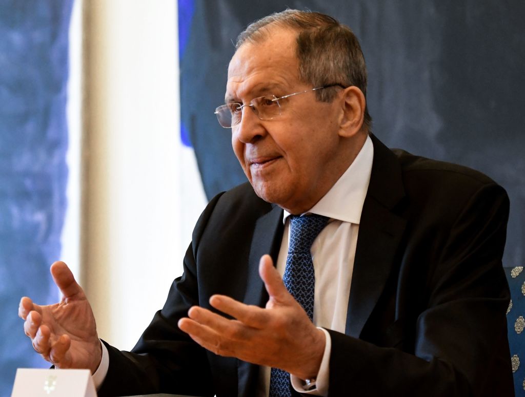 Russian Foreign Minister Sergei Lavrov speaks during a meeting with Croatian Prime Minister in Zagreb on December 16, 2020. (Photo by DENIS LOVROVIC / AFP) (Photo by DENIS LOVROVIC/AFP via Getty Images)