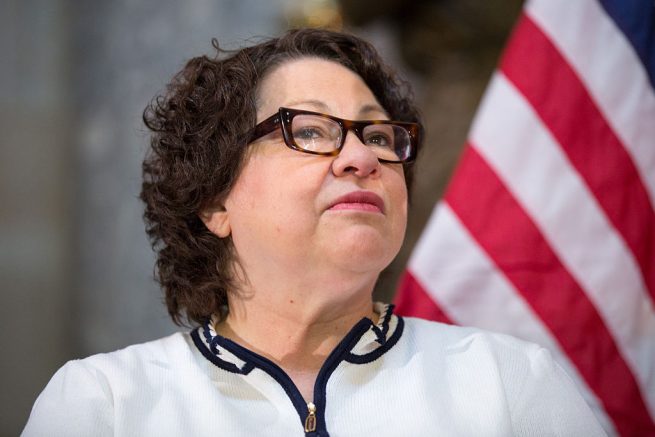 U.S. Supreme Court Justice Sonia Sotomayor participates in an annual Women's History Month reception hosted by Pelosi in the U.S. capitol building on Capitol Hill in Washington, D.C. This year's event honored the women Justices of the U.S. Supreme Court: Associate Justices Ruth Bader Ginsburg, Sonia Sotomayor, and Elena Kagan. (Photo by Allison Shelley/Getty Images)