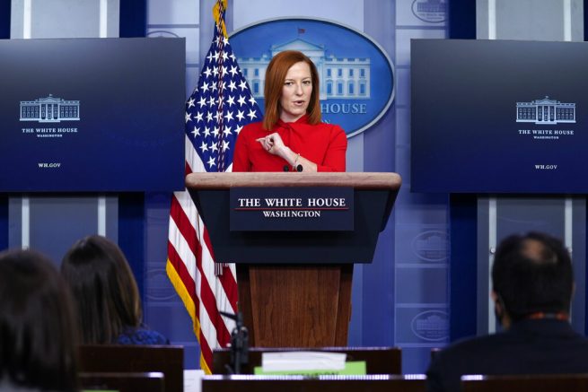 White House press secretary Jen Psaki speaks during a press briefing, Wednesday, Feb. 17, 2021, in Washington. (AP Photo/Evan Vucci)