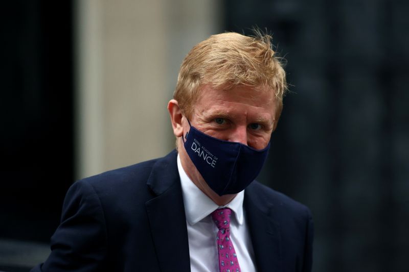 Britain's Secretary of State for Digital, Culture, Media and Sport Oliver Dowden arrives at Downing Street in London