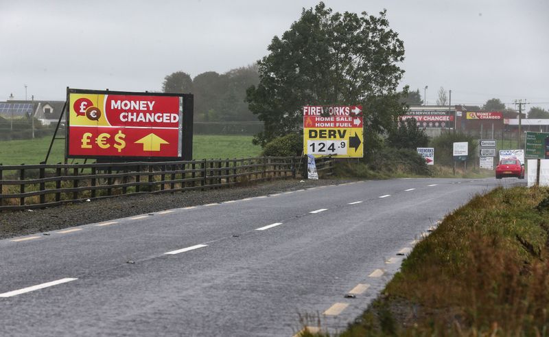 A view of the border crossing between the Republic of Ireland and Northern Ireland near Dundalk