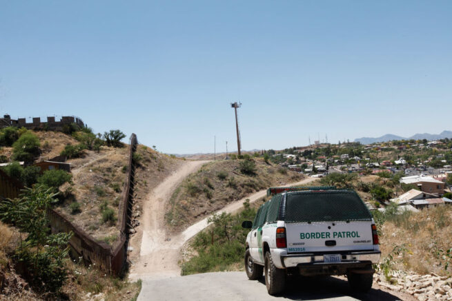 NOGALES, AZ - JUNE 01: A Border Patrol agent patrols the border June 1, 2010 in Nogales, Arizona. During the 2009 fiscal year 540,865 undocumented immigrants were apprehended entering the United States illegally along the Mexican border, 241,000 of those were captured along this 262 mile stretch of the border known as the Tucson Sector. (Photo by Scott Olson/Getty Images)