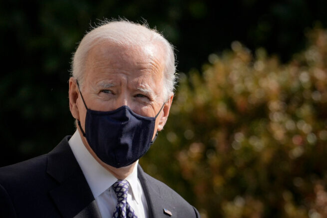 WASHINGTON, DC - MARCH 19: U.S. President Joe Biden walks to Marine One on the South Lawn of the White House on March 19, 2021 in Washington, DC. Biden is traveling to Georgia, where he will visit the Centers for Disease Control and Prevention (CDC) for an update on the coronavirus pandemic and will also meet with Asian-American community leaders after a recent shooting in the Atlanta area that killed eight people. (Photo by Drew Angerer/Getty Images)