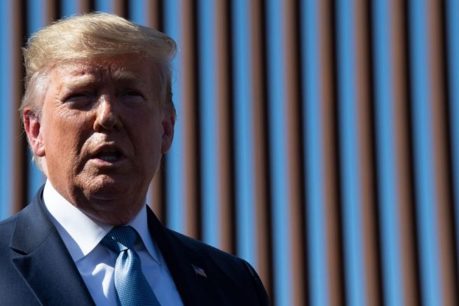 US President Donald Trump visits the US-Mexico border fence in Otay Mesa, California on September 18, 2019. (Photo by Nicholas KAMM / AFP) (Photo credit should read NICHOLAS KAMM/AFP via Getty Images)