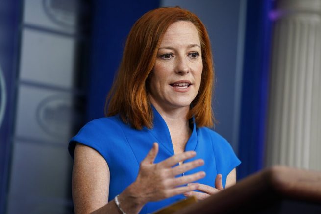 White House press secretary Jen Psaki speaks during a briefing at the White House, Friday, March 26, 2021, in Washington. (AP Photo/Evan Vucci)