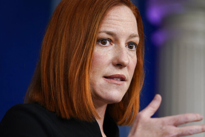 White House press secretary Jen Psaki speaks during a press briefing at the White House, Tuesday, March 30, 2021, in Washington. (AP Photo/Evan Vucci)