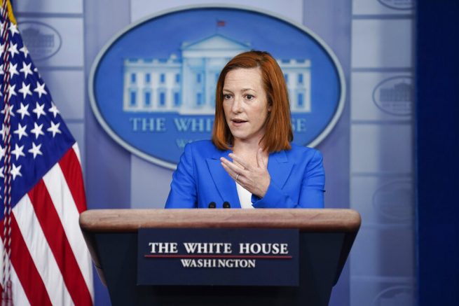 White House press secretary Jen Psaki speaks during a press briefing at the White House, Wednesday, March 24, 2021, in Washington. (AP Photo/Evan Vucci)