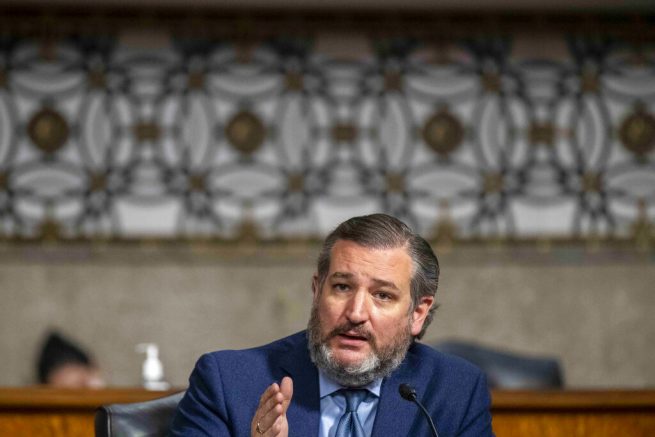 Sen. Ted Cruz, R-Texas, speaks during a Senate Committee on Homeland Security and Governmental Affairs and Senate Committee on Rules and Administration joint hearing Wednesday, March 3, 2021, examining the January 6, attack on the U.S. Capitol in Washington. (Shawn Thew/Pool via AP)