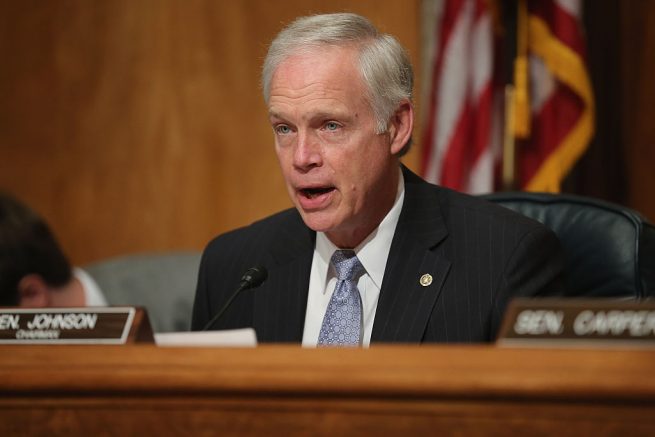 WASHINGTON, DC - JUNE 25: Senate Homeland Security and Governmental Affairs Committee Chairman Ron Johnson (R-WI) delivers opening remarks during a hearing about the recent OPM data breach in the dirksen Senate Office Building on Capitol Hill June 25, 2015 in Washington, DC. Office of Personnel Management Director Kathrine Archuleta said that the recent report that 18 million current, former government employees and people who applied for jobs had their personal data stolen is not confirmed and that only 4.2 million records had been breached. (Photo by Chip Somodevilla/Getty Images)