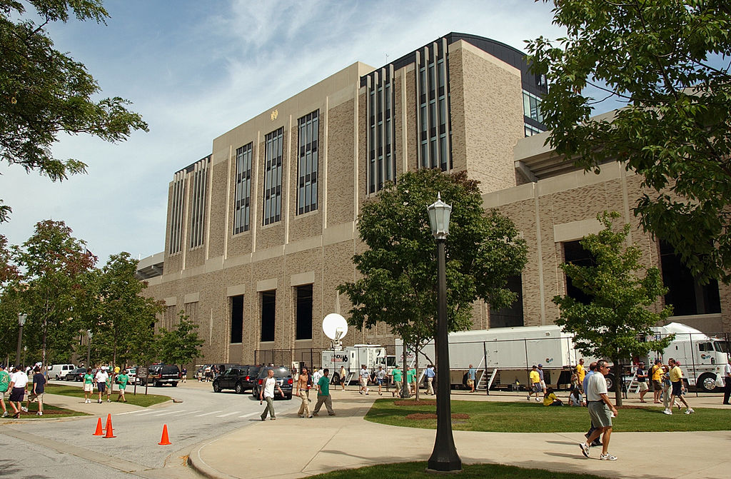 SOUTH BEND, IN - SEPTEMBER 11: A general view of the campus before a game between the Notre Dame Fighting Irish and the Michigan Wolverines on September 11, 2004 at Notre Dame Stadium in South Bend, Indiana. Notre Dame defeated Michigan 28-20. (Photo by Jonathan Daniel/Getty Images)