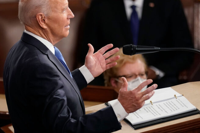 WASHINGTON, DC - APRIL 28: U.S. President Joe Biden speaks to a joint session of Congress in the House chamber of the U.S. Capitol April 28, 2021 in Washington, DC. On the eve of his 100th day in office, Biden spoke about his plan to revive America's economy and health as it continues to recover from a devastating pandemic. He delivered his speech before 200 invited lawmakers and other government officials instead of the normal 1600 guests because of the ongoing COVID-19 pandemic. (Photo by Andrew Harnik-Pool/Getty Images)