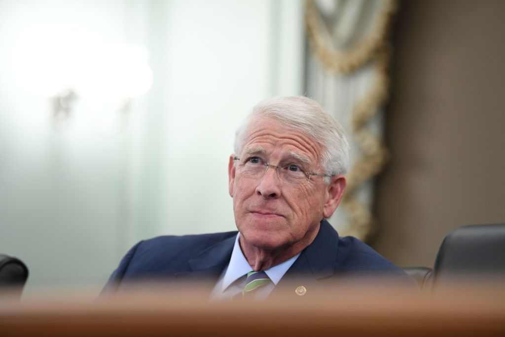 Senator Roger Wicker (R-MS) asks a question during an oversight hearing to examine the Federal Communications Commission on June 24, 2020 in Washington,DC. - The hearing was held by the Senate Committee for Commerce, Science, and Transportation. (Photo by Jonathan Newton / POOL / AFP) (Photo by JONATHAN NEWTON/POOL/AFP via Getty Images)