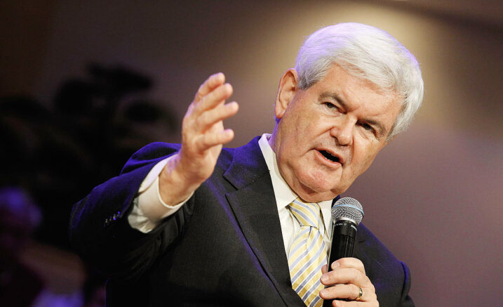 WINTER PARK, FL - JANUARY 28: Republican presidential candidate, former Speaker of the House Newt Gingrich (R-GA) speaks during the Orange County Liberty Counsel Forum at Aloma Baptist Church January 28, 2012 in Winter Park, Florida. Gingrich and fellow candidate, former Massachusetts Gov. Mitt Romney are furiously campaigning across Florida before next Tuesday's GOP primary. Gingrich predicted Saturday, "If we win Florida, I will be the nominee." (Photo by Chip Somodevilla/Getty Images)