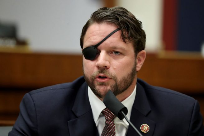 WASHINGTON, DC - SEPTEMBER 17: House Homeland Security Committee member Rep. Dan Crenshaw (R-TX) questions witnesses during a hearing on 'worldwide threats to the homeland' in the Rayburn House Office Building on Capitol Hill September 17, 2020 in Washington, DC. Committee Chairman Bennie Thompson (D-MS) said he would issue a subpoena for acting Homeland Security Secretary Chad Wolf after he did not show for the hearing. An August Government Accountability Office report found that Wolf's appointment by the Trump Administration, which has regularly skirted the Senate confirmation process, was invalid and a violation of the Federal Vacancies Reform Act. (Photo by Chip Somodevilla/Getty Images)