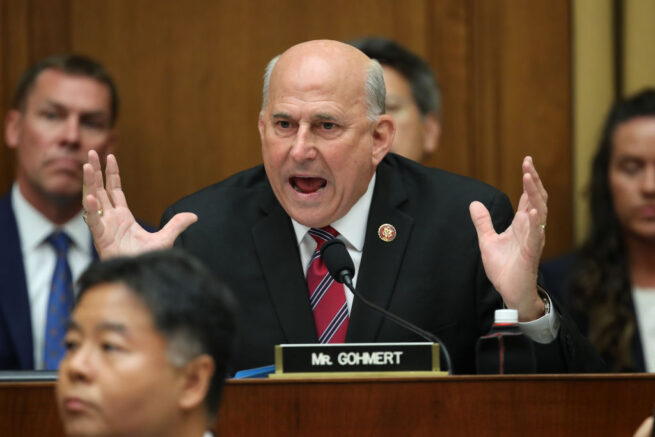 WASHINGTON, DC - JULY 24: House Judiciary Committee member Rep. Louie Gohmert (R-TX) questions former Special Counsel Robert Mueller as he testifies before the House Judiciary Committee about his report on Russian interference in the 2016 presidential election in the Rayburn House Office Building July 24, 2019 in Washington, DC. Rep. Ted Lieu (D-CA) sits in the foreground. Mueller, along with former Deputy Special Counsel Aaron Zebley, will later testify before the House Intelligence Committee in back-to-back hearings on Capitol Hill. (Photo by Win McNamee/Getty Images)