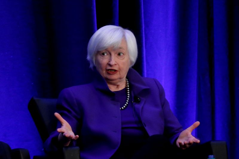 FILE PHOTO: Janet Yellen, now U.S. Treasury secretary, speaks during a panel discussion in Atlanta in 2019