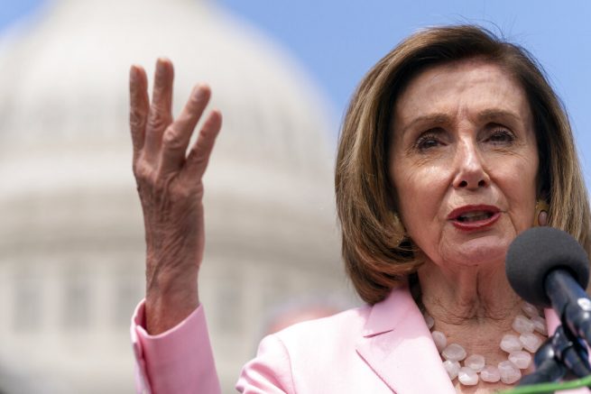 House Speaker Nancy Pelosi, D-Calif., speaks during a news conference on infrastructure, Wednesday, May 12, 2021, on Capitol Hill in Washington. (AP Photo/Jacquelyn Martin)