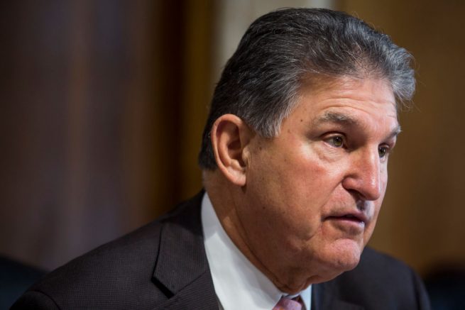 WASHINGTON, DC - MARCH 28: Senate Energy and Natural Resources Ranking Member Senator Joe Manchin (D-WV) speaks during a Senate Energy and Natural Resources Committee confirmation hearing on March 28, 2019 in Washington, DC. (Photo by Zach Gibson/Getty Images)