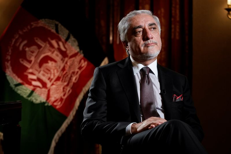 Chairman of Afghanistan's High Council for National Reconciliation Abdullah Abdullah looks on during an interview with Reuters at the Willard Hotel