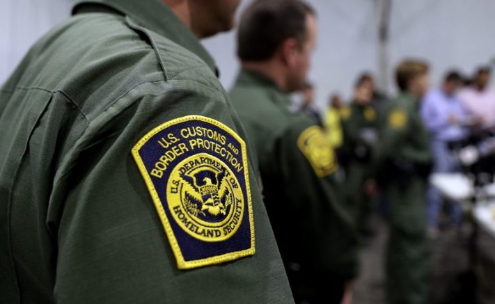 Border Patrol agents hold a news conference prior to a media tour of a new U.S. Customs and Border Protection temporary facility near the Donna International Bridge in Donna, Texas. (AP Photo/Eric Gay, File)