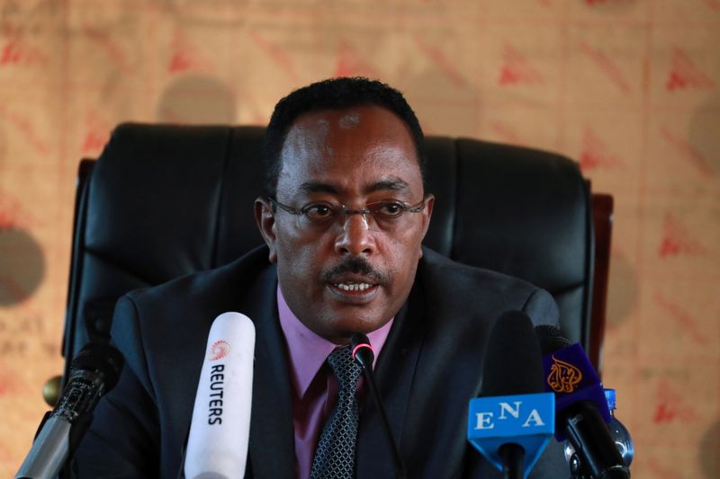 FILE PHOTO: Ethiopia's Redwan Hussein, spokesperson for the newly established State of Emergency task force, speaks during a news conference in Addis Ababa