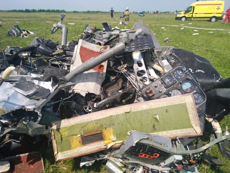 A view shows the wreckage of an L-410 plane that crashed in Kemerovo Region