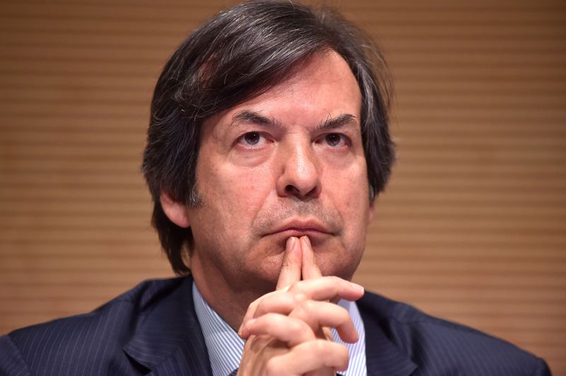 FILE PHOTO: Messina, CEO of Intesa Sanpaolo bank looks on during shareholders meeting in Turin