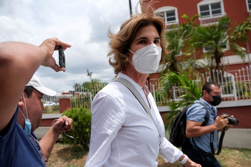 Presidential hopeful Cristiana Chamorro leaves the Nicaragua's Attorney General of the Republic office, in Managua