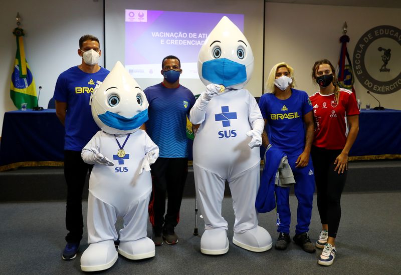 Brazilian athletes and staff travelling to Tokyo for the Olympics receive COVID-19 vaccine
