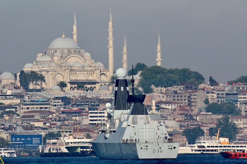 FILE PHOTO: British Royal Navy's HMS Defender arrives for a port visit in Istanbul