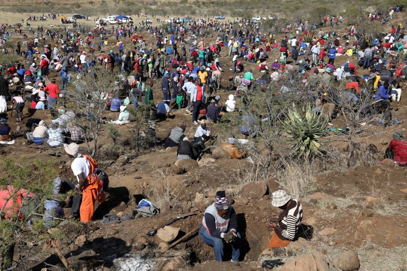 FILE PHOTO: 'Diamond rush' grips South African village after the discovery of unidentified stones