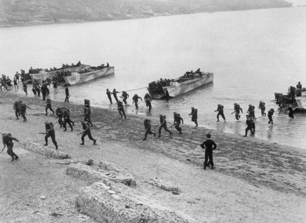 1943: Troops coming ashore during training exercises for the Allied D-Day invasion. (Photo by Keystone/Getty Images)