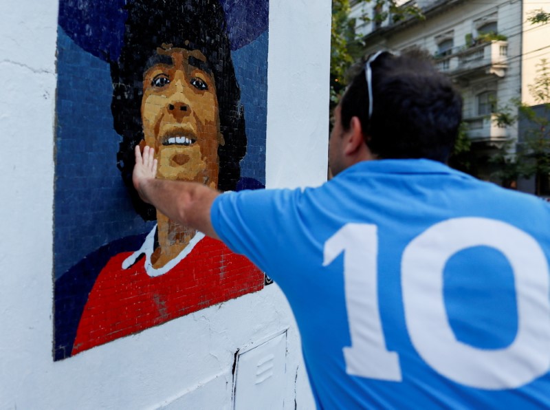 FILE PHOTO: Maradona's fans remember the idol with a colorful memorial in Buenos Aires