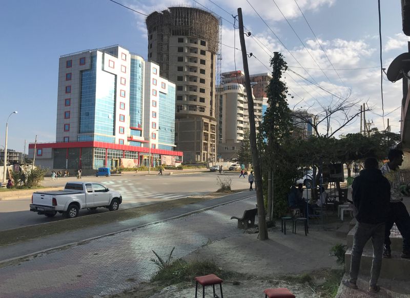 A view shows a street in Mekelle