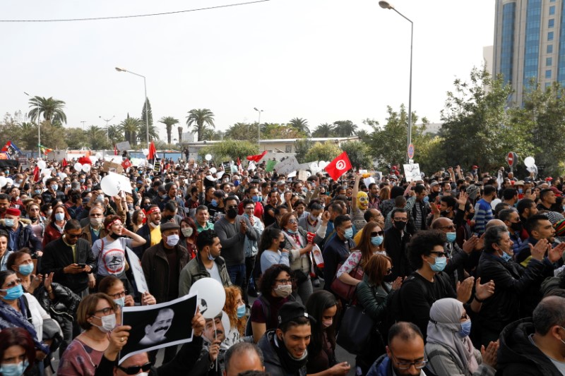 FILE PHOTO: Rally to mark activist's death, protest police abuse in Tunis