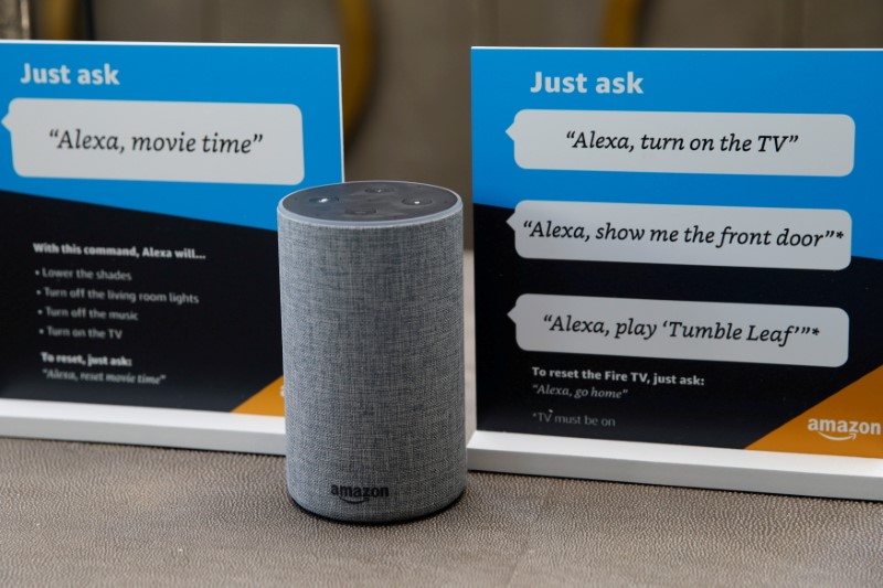 FILE PHOTO: FILE PHOTO: Prompts on how to use Amazon's Alexa personal assistant are seen in an Amazon ‘experience centre’ in Vallejo