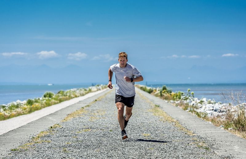 Ultramarathon runner Dean Karnazes runs in Piraeus, Greece