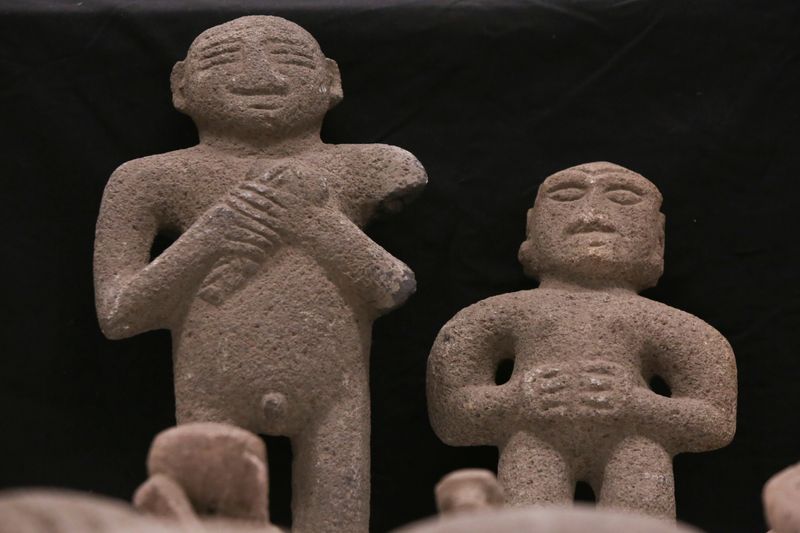 Pre-Columbian stone statues, repatriated from the Brooklyn Museum in New York, U.S., are displayed for its classification by archaeologists at the facilities of the Costa Rica's National Museum, in Pavas